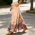 thumbnail image 5 of Watercolor Floral Wide Leg Pants for Women, High Waist Drawstring Palazzo Trousers - Boho Summer Flowy Beach Bottoms Pink S, 5 of 7