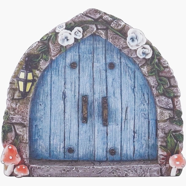 Puerta de jardín de hadas, puertas de hadas en miniatura, decoraciones, puerta mística, flores, hojas, hongos, jardín de hadas en miniatura para tronco de árbol, casa pequeña, bonsái, paisaje, pared,