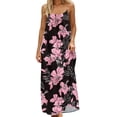 thumbnail image 2 of Gamivast Suntan Dress for Women Spaghetti Strap Long Dress Loose Fit Sun Dress Elegant Floral Print High Waist Casual Summer Beach Holiday Wear, 2 of 8
