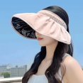 thumbnail image 1 of Xiao Hua Visera para mujer con protección UV mejorada, sombrero para el sol plegable para mujer, este sombrero de concha se puede usar como diadema (rosa), 1 of 4