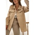thumbnail image 4 of Women's Light French Beige Solid Corduroy Shacket with Frilled Flap Pocket, 4 of 12