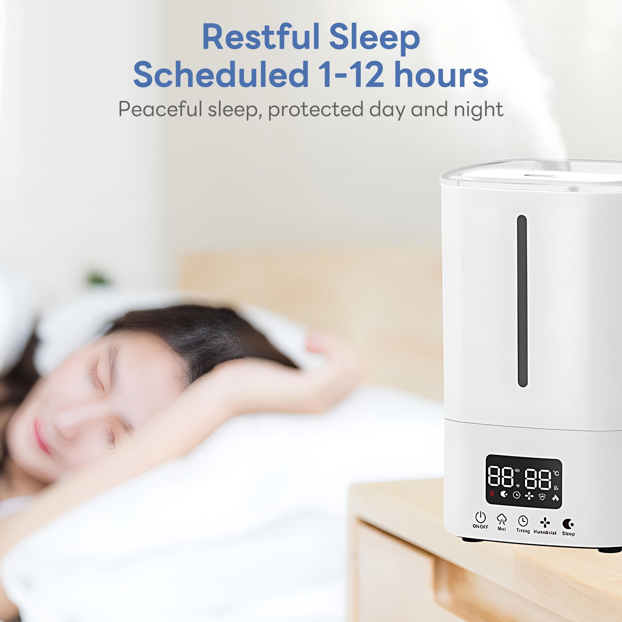 INSMART Cool & Warm Mist Humidifier for Bedroom,Top Fill 5L Smart Supersized Humidifier with Remote,Support App Connectivity,1-12h Timed,3-Speed Adjustment for Home Office Nursery