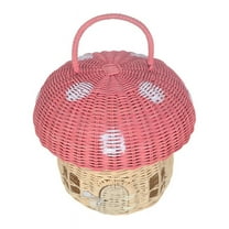 Rattan Mushroom-Shaped Storage Basket- Handmade Handcrafted, Pink