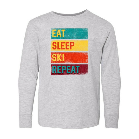 Inktastic Skiing Eat Sleep Ski Repeat Long Sleeve Youth T-Shirt