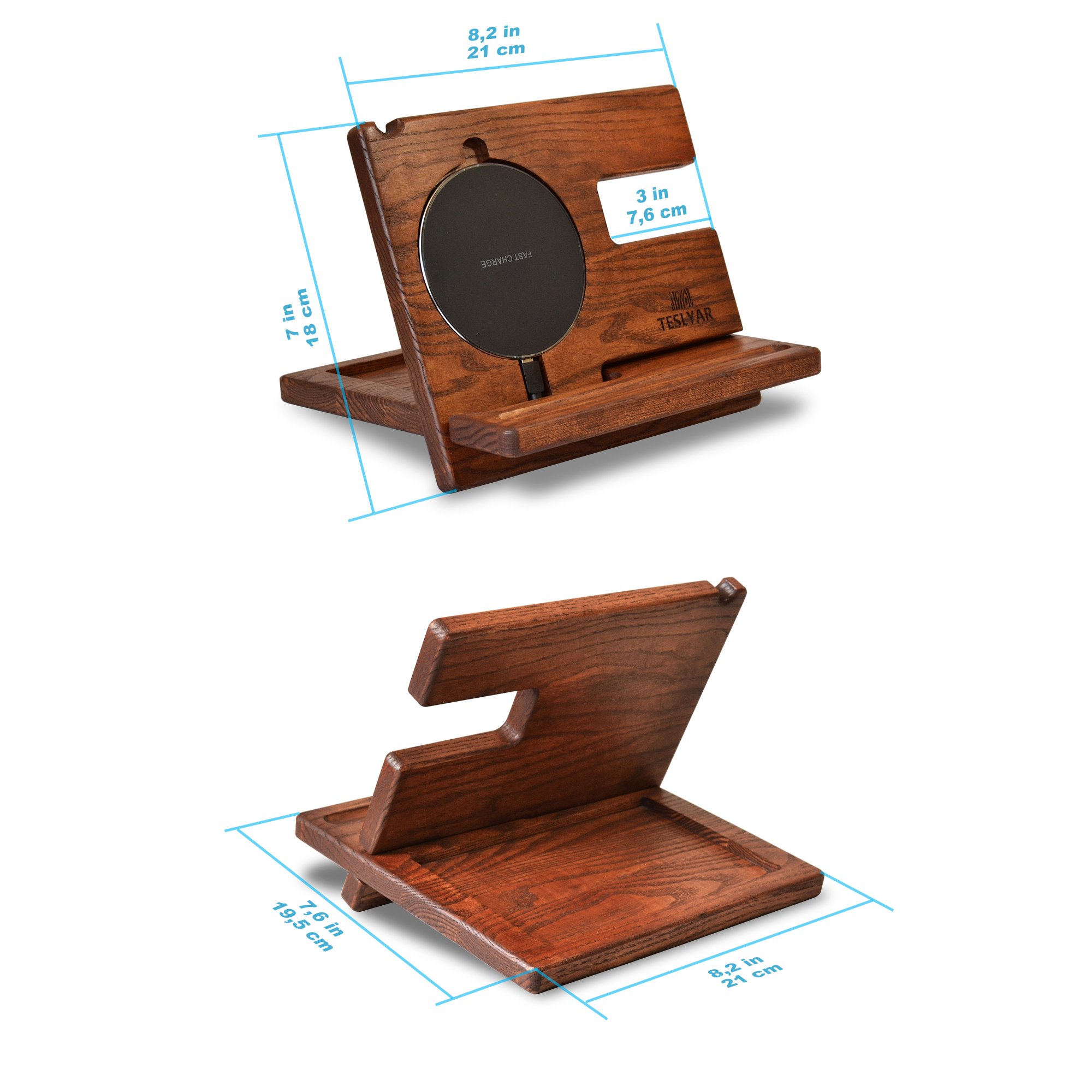 Wood Phone Docking Station Ash Key Holder Wallet Stand Watch Organizer Men Gift Husband Wireless Charging Pad Slim Birthday Nightstand Purse Tablet Compatible With All Qi Devices Walmart Com Walmart Com