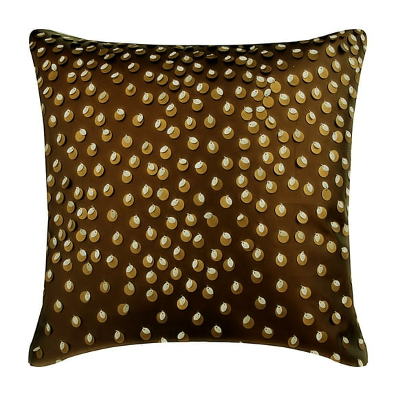Cushion Covers For Couch, Faux Leather Pillow Cover, 16x16 inch (40x40 cm) Pillowcase, Square Brown Gold Sequins Throw Pillows Cover, Couch Cushion Cover, Modern, Abstract - Awestruck
