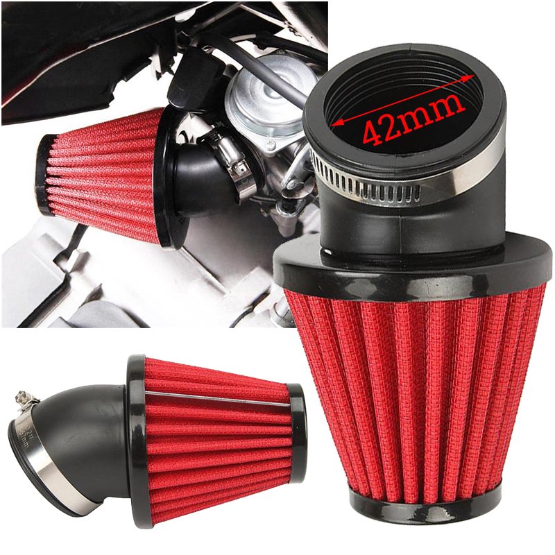 45° Bent Motorcycle Air Intake Filter 42mm inlet Pod Universal For