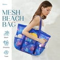 thumbnail image 5 of Livhil Mesh Beach Bag Rope Handles, Mesh Tote Bag for Women Contains Wicker Oversized Beach Tote Bag with 9 Small Pockets  (Jellyfish), 5 of 7