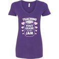 thumbnail image 3 of Inktastic Teaching 1st Grade is My Jam with Jar and Hearts Women's V-Neck T-Shirt, 3 of 5
