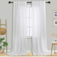 thumbnail image 2 of Pure White Back Tab Linen Textured Curtains 120 Inch Length for Living Room Bedroom Large Window, 10ft Tall Extra Long Boho Semi Sheer Window Drapes for Patio High Ceiling Balcony, Set 2 Panels, 2 of 18