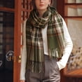 thumbnail image 4 of LEKODE Plaid Scarf for Women Shawl Wraps for Women Long Scarves for Women Knitted Scarf Ladies Scarf Winter Scarf Long Scarf for Women Green A, 4 of 8