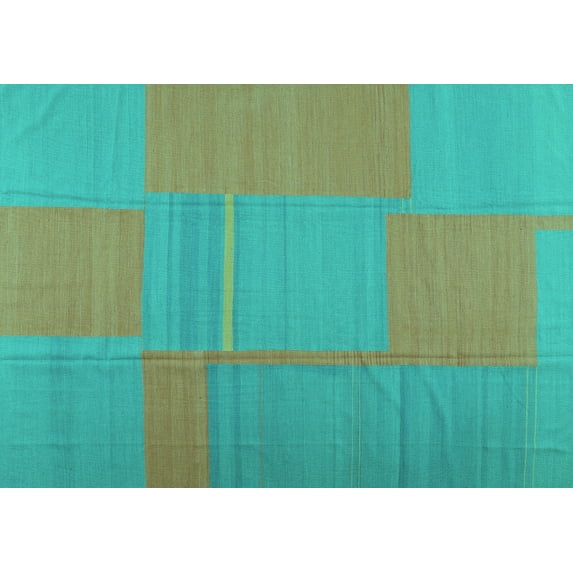 Ahgly Company Indoor Rectangle Abstract Turquoise Blue Contemporary Area Rugs, 4' x 6'