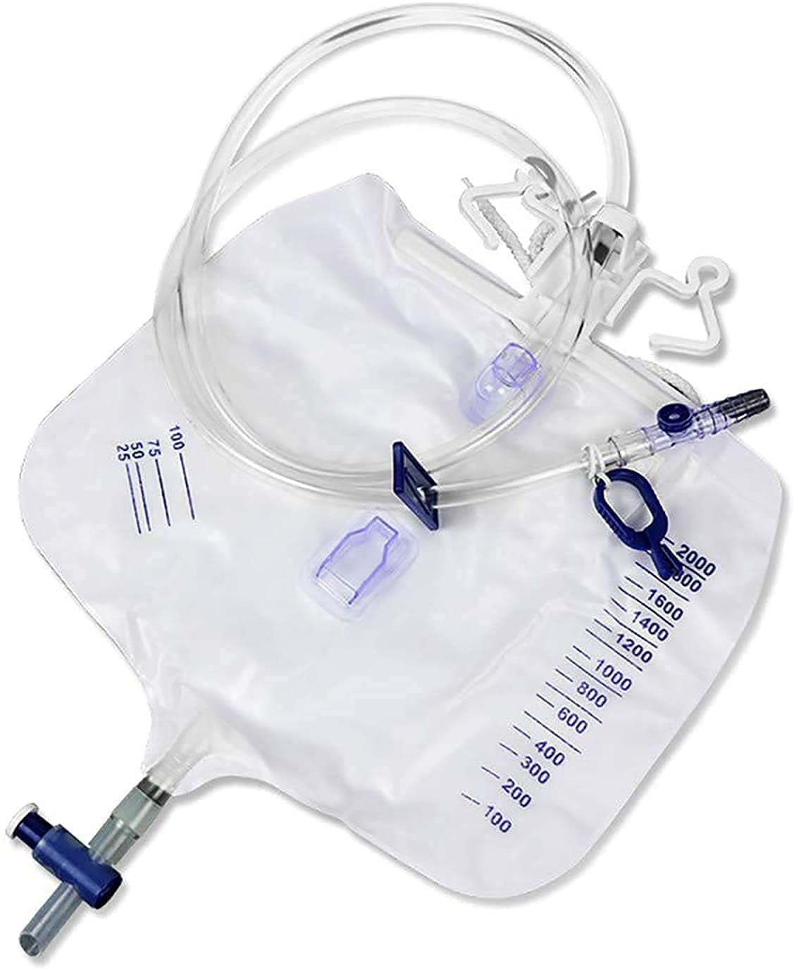Pack of 60 Urinary Drainage Bags with AntiReflux Drip Chamber 2000 ml