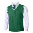 thumbnail image 5 of JTieacloth Casual Pullover Sweater Male Knitted Vest Vest V Neck Sleeveless Padded Sweater Vest(Green), 5 of 5