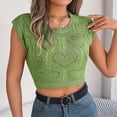 thumbnail image 5 of Wlynlyn Crop Tops for Women Hollow out Cap Sleeve Sweaters Crewneck Going out Knit Tops 2024 Trendy Tops, 5 of 5