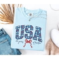 thumbnail image 4 of VibeNest Studio Unisex USA 250 Years of Freedom Coquette Bow Patriotic 4th of July Garment Dyed Graphic T-Shirt, 4 of 8