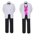 thumbnail image 2 of 5-7pc Formal Black White Suit Set Fuchsia Bow Necktie Vest Boy Baby Sm-20 Teen, 2 of 3