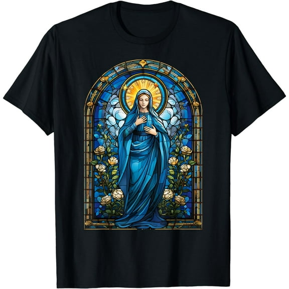 Blessed Virgin Mary Stained Glass T-Shirt