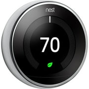 Open Box Google Nest Learning Thermostat - Programmable Smart Thermostat for Home - 3rd Generation Nest Thermostat - Works with Alexa - Polished Steel