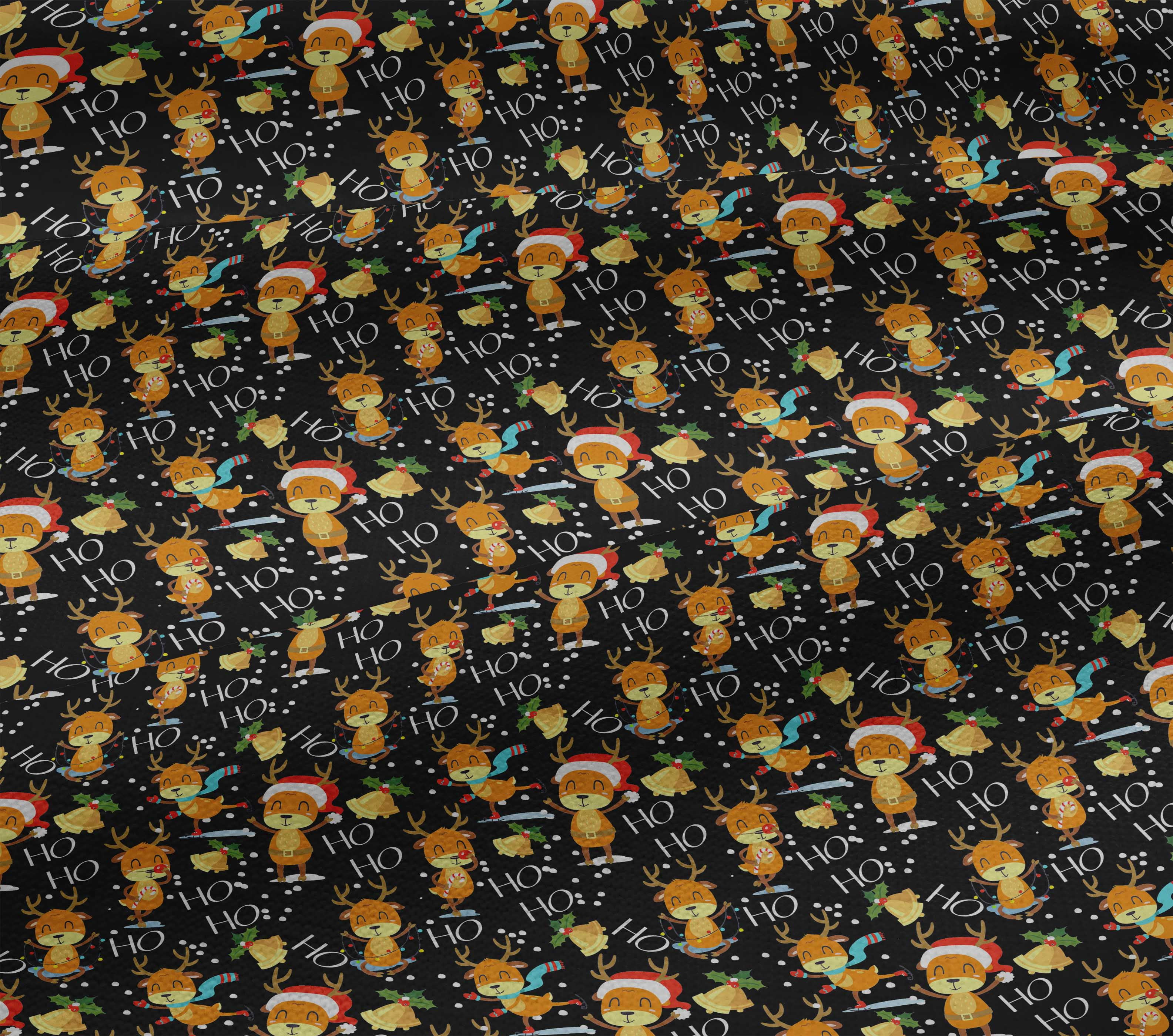 oneOone Cotton Jersey Black Fabric Merry Christmas Craft Projects Decor Fabric Printed By The Yard 58 Inch Wide-OXM
