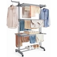 thumbnail image 2 of SONGMICS Tendedero, Tendedero Plegable de 4 Niveles, Asas Plegables, con Ruedas, 63.5 x 128 x 173 cm, Interior y Exterior, Gris, 2 of 6