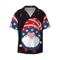 thumbnail image 2 of Lsque Gnome Independence Day print Men's Cuban Collar Short Sleeve Shirt Summer Beachwear Casual Button Down Fashionable Vacation Leisure Shirt-X-Large, 2 of 7