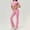 Pink(Short Sleeves+Pants), variant on PISONIC 2 Piece Tennis Dress for Women Tennis Skirt Short Sleeves Crop Top Golf Workout Outfits