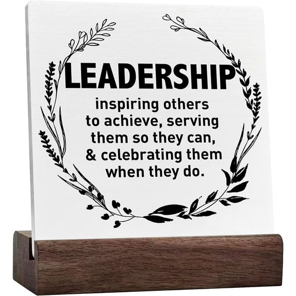 Ceramic Sign 4x4 Inch Leader Thank You Appreciation Gifts Inspiring Others To Achieve Leader Retirement Farewell Going Away New Job Leaving Gift For Boss Mentor Plaque Sign with Wood Stand