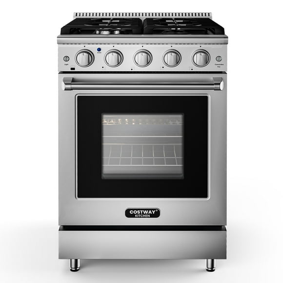 Costway 24 Inches Natural Gas Range Freestanding with 4 Burners Cooktop & 3.73 Cu.Ft. Oven