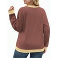 thumbnail image 3 of NISVIYA Womens Plus Size Casual Crewneck Color Block Blouses Trendy Winter Fashion Oversized Sweatshirts, 3 of 6
