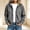 Gray, variant on Corduroy Jacket Womens Hooded Zip-Up Bomber Brown Relaxed Fit Casual Fall Winter Pockets,Size S
