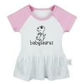 thumbnail image 2 of Pack of 2, Hello World Pregnancy Announcement & Babysaurus Novelty Dresses For Baby, Newborn Babies Skirts, Infant Princess Dress, Toddler Frocks (Pink Raglan Dresses, 18-24 Months), 2 of 5