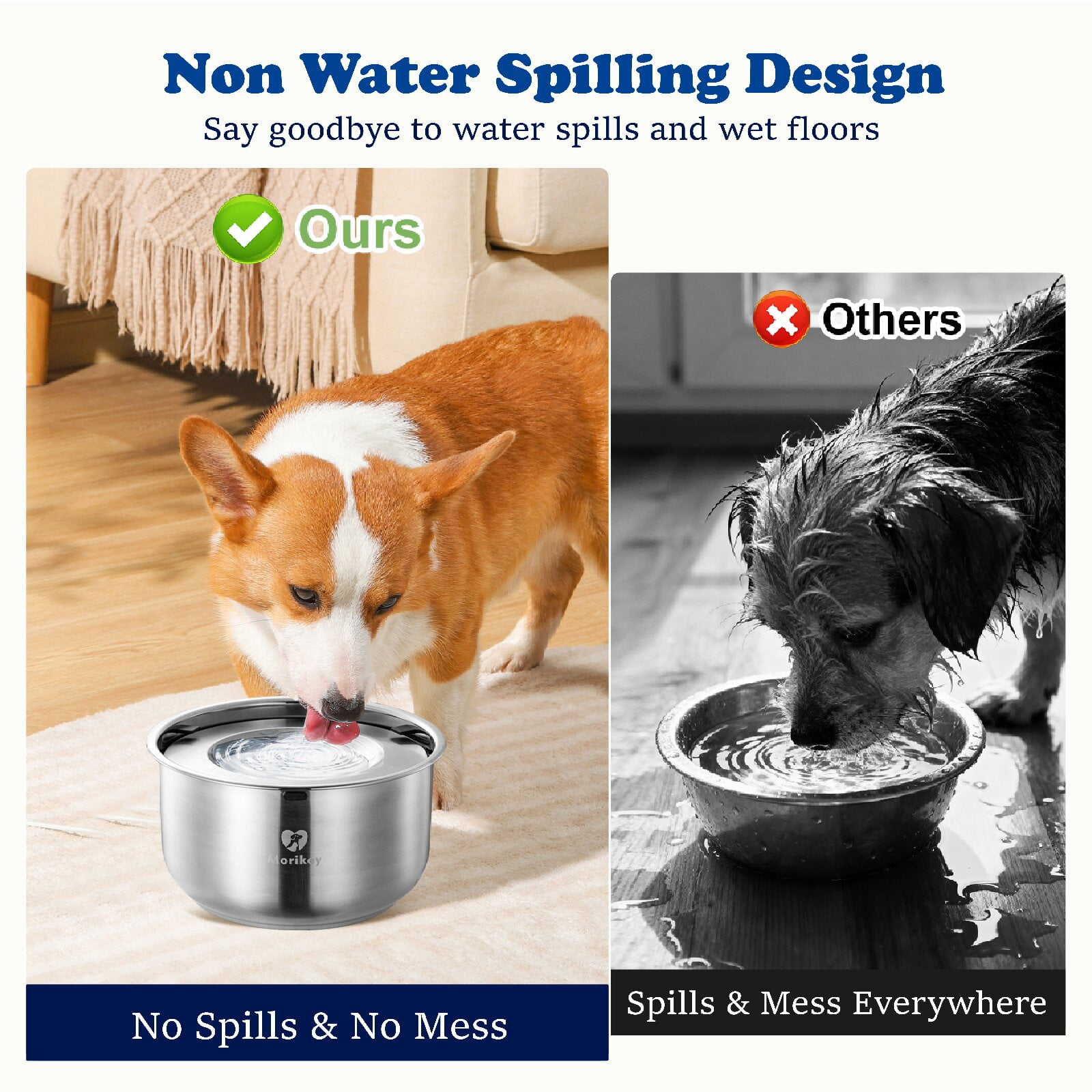 4.5L/152oz Slow Drinking Dog Water Bowl,Splash Proof Slow Feeder Bowl for Sloppy Messy Drinkers,Stainless Steel Pet Water Dispenser with Floating Disk,Spill Proof & Dishwasher Safe