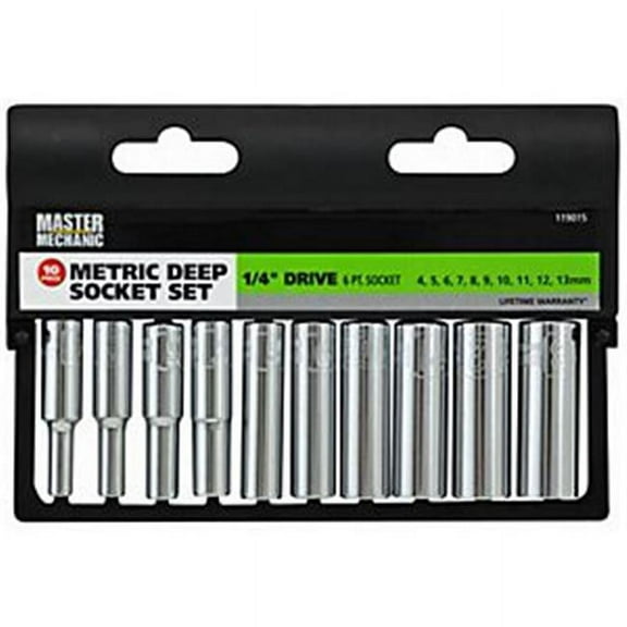 Apex Tool Group 119015 0.25 in. Drive Master Mechanic Deep Socket Set Metric - 10 Piece