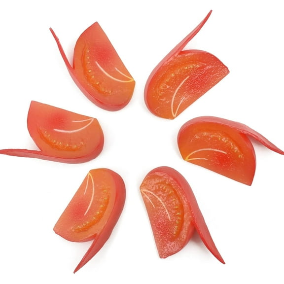 HUIANER 6Pcs Fake Tomato Slice Simulation Vegetables Model Artificial Food Model Decoration Prop