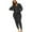 Black, variant on SELONE Sweat Sets For Women 2 Piece Long Sleeve Jackets Long Sweatpants Hooded Neck Gym Sets Cotton Blend Loose Taper Leg Workout Solid Jogger Lounge Sets Streetwear Fall Wintern Clothes Black