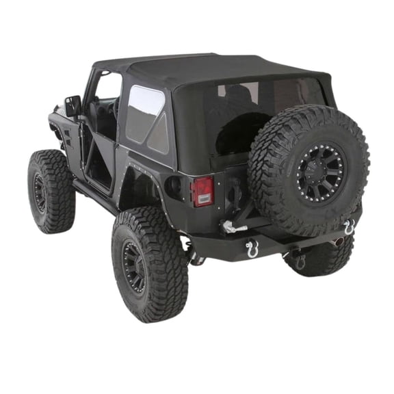 KarParts360 For Jeep Wrangler JK 2018 OEM Soft Top | 2-Door | Black Diamond | Marine Grade Durable Vinyl | With Tinted Windows