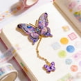 thumbnail image 2 of Aesthetic Butterfly Metal Bookmarks – Handmade Golden Hollow Bookmarks with Chain and Charm, Unique Vintage Reading Accessories Purple, 2 of 6