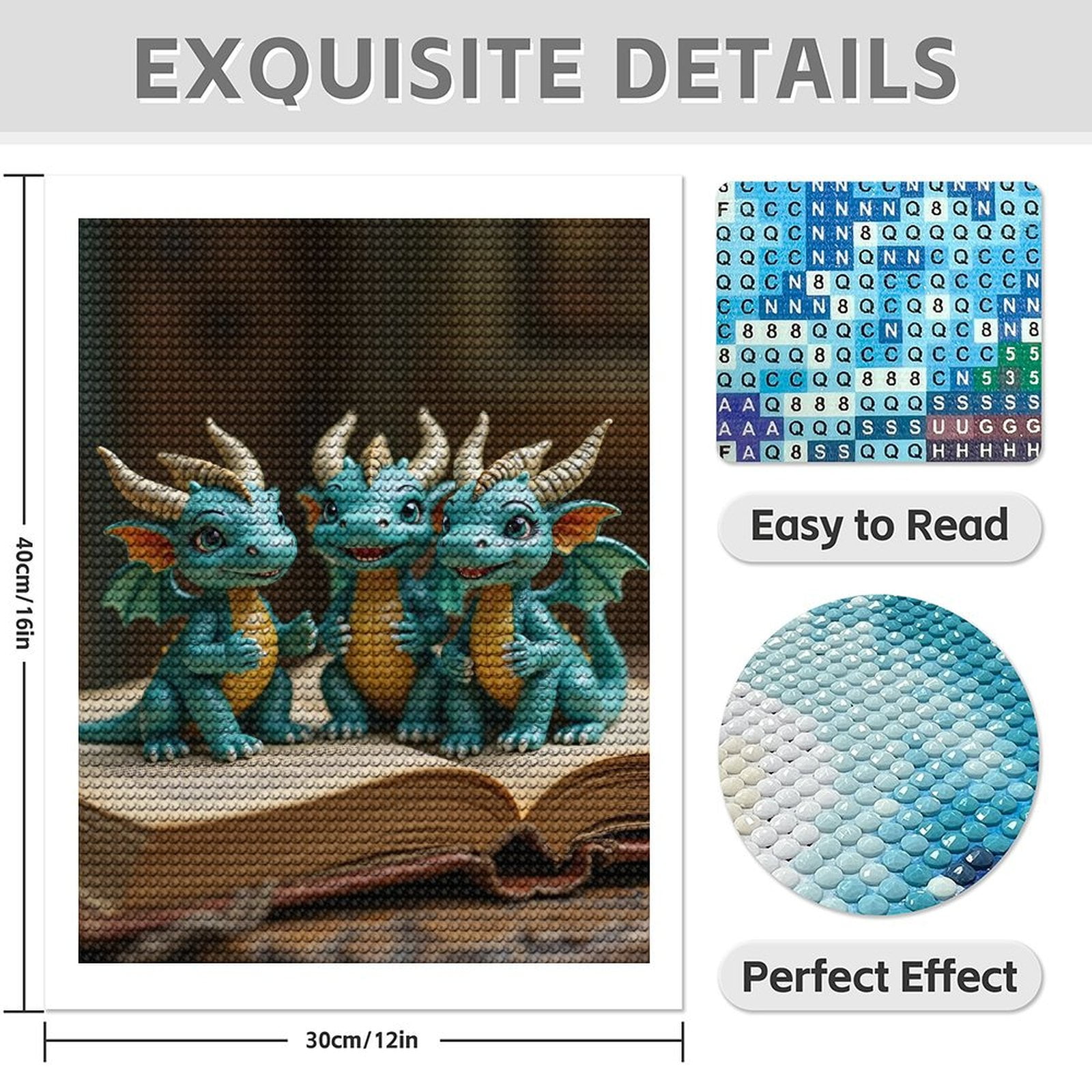 Diamond Art Kit for Adults, Miniature Blue Dragons Scene Diamond Painting for Adults Beginners, DIY Diamond Art Painting Kits, 5D Diamond Painting Crafts for Home Decor 12x16 Frameless