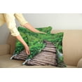 thumbnail image 2 of Ambesonne Nature Throw Pillow Cover 2 Pack, Pathway Stream Jungle Print, 16", Brown Green, 2 of 7