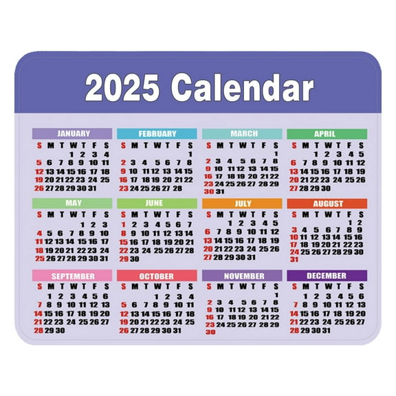 2025 Calendar Mouse Pad with Holiday Reminders Non-Slip Washable Rubber Base Stitched Edges Compact Desk Mat for Office Use