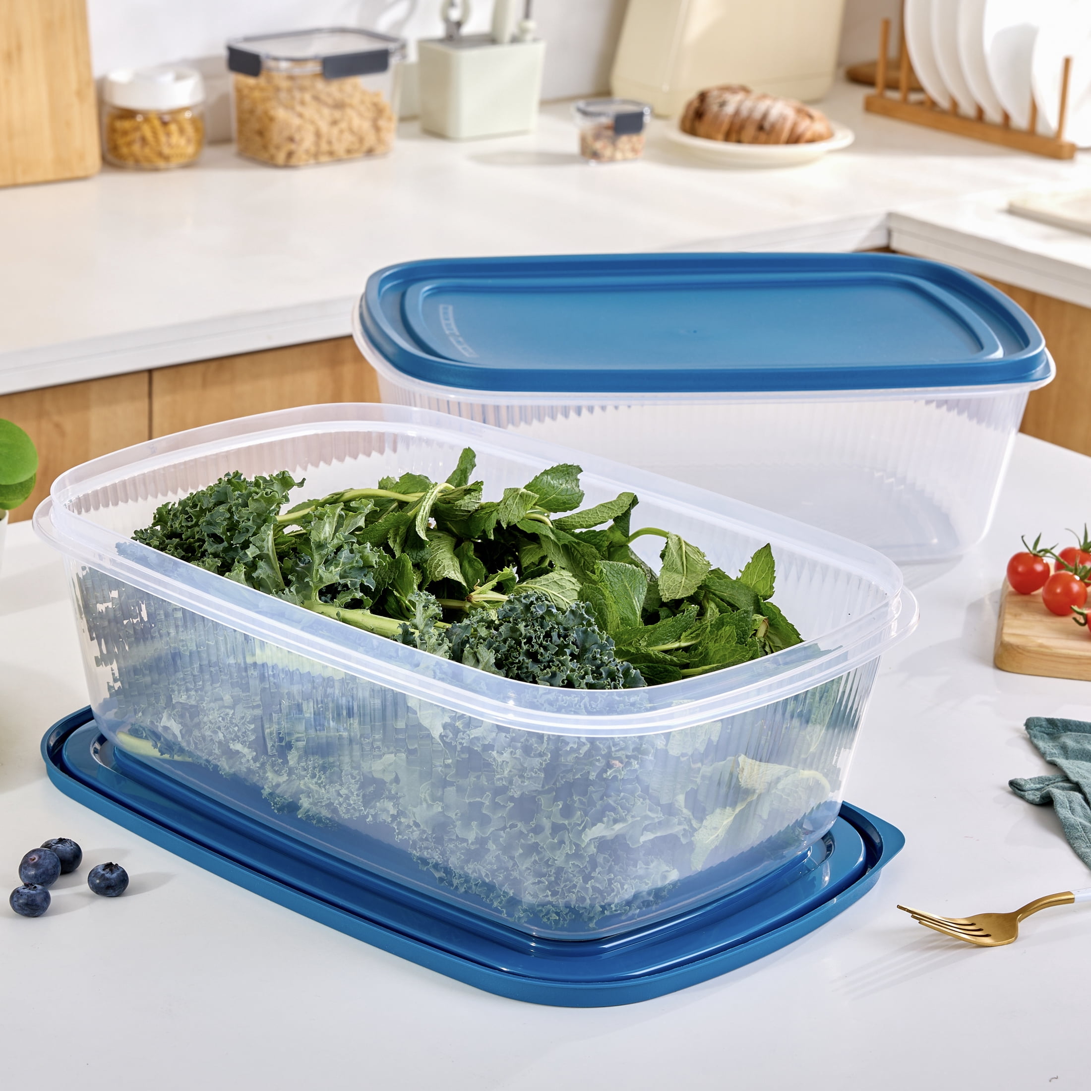 (2 pack) Mainstays Reusable Food Storage Containers,  Large Rectangle, Plastic, 2 Pack – 2 Containers with Lids, 2.5 Gallons,Ideal for Meal Planning