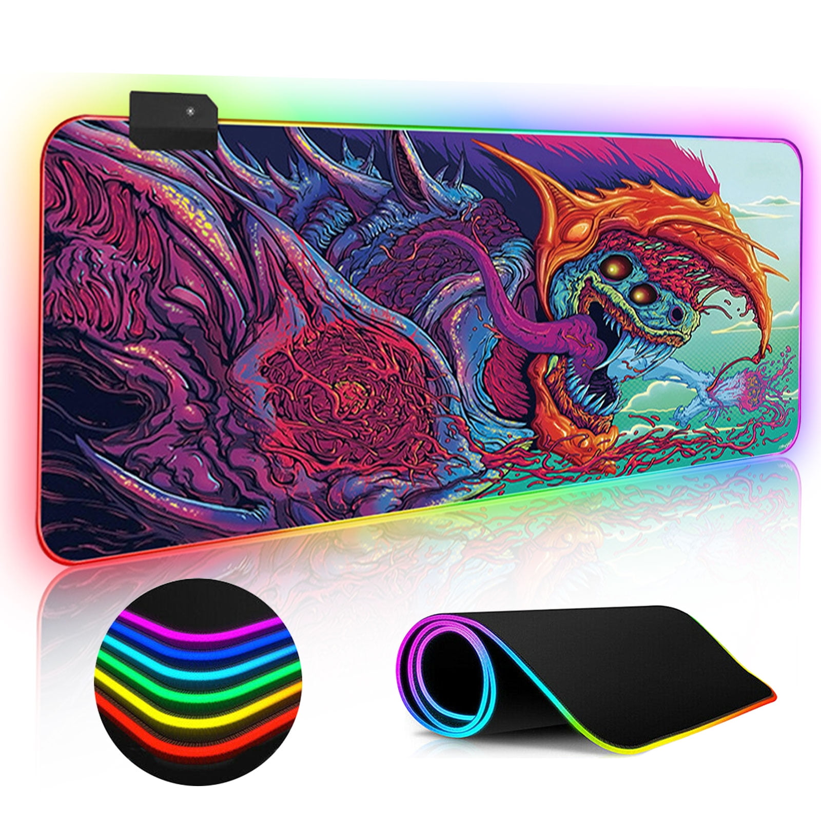 Large Extended Soft Led Mouse Mat with 14 Lighting Modes 2 Brightness Levels Keyboard Mousepad RGB Gaming Mouse Pad 31.5 x 11.8 x 0.2 Inch Universe Non-Slip Rubber Base Waterproof Surface 