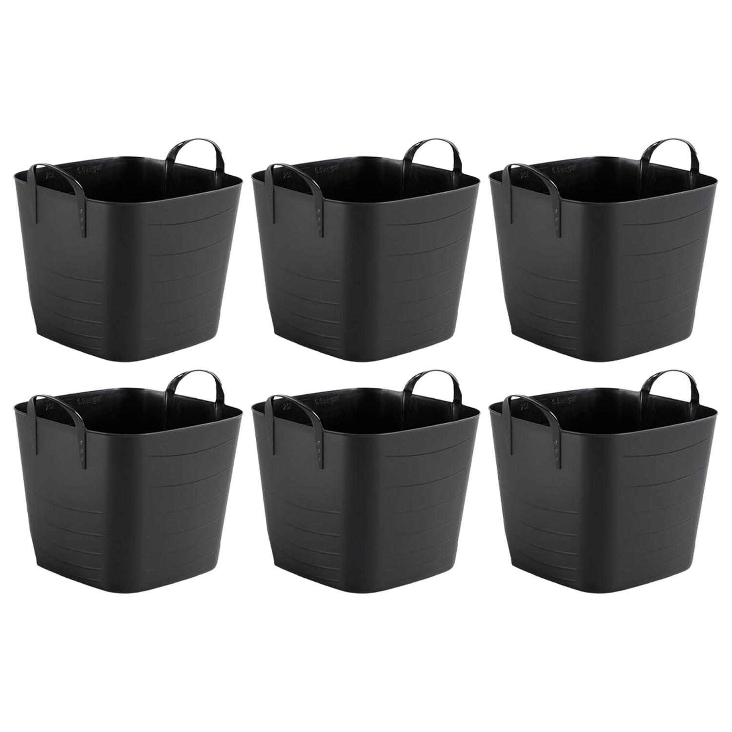 Life Story Tub Basket 25L Plastic Storage Tote Bin with Handles (6 Pack
