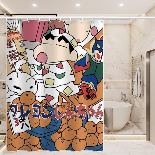 Cortina de ducha Crayons Shins Chans Anime, impermeable, 180 x 180 cm