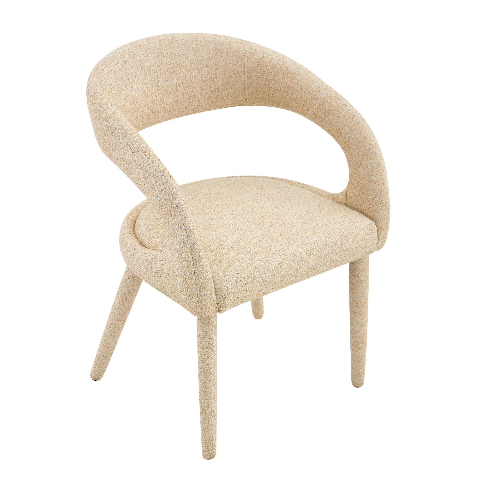 Leumius Premium Sherpa Upholstered Dining Chair with Hollow Backrest Accent Chair for Dining Room Bedroom Vanity Living Room Conference (Oatmeal, Set of 2)
