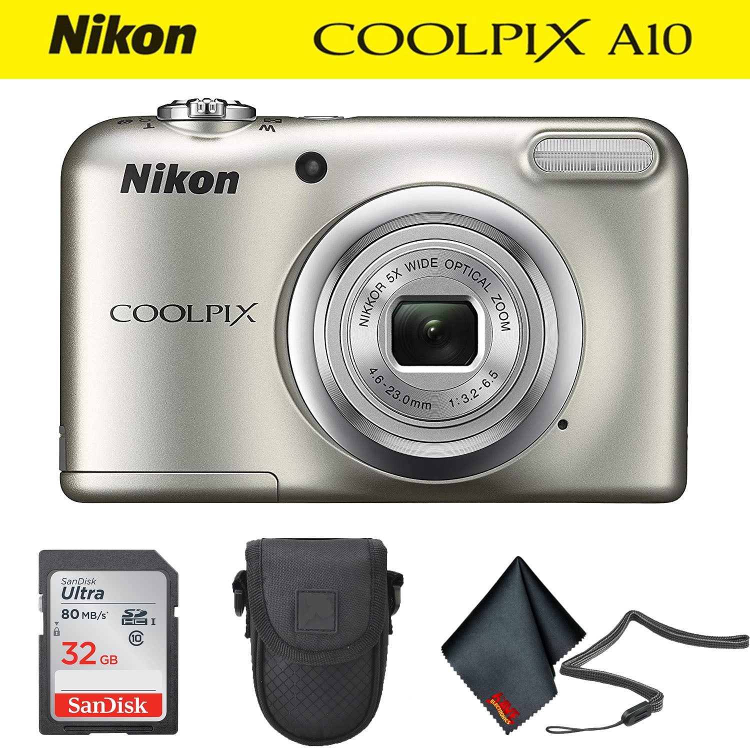 Nikon COOLPIX A10 Digital Camera Silver (26518) (Intl Model) Basic Kit