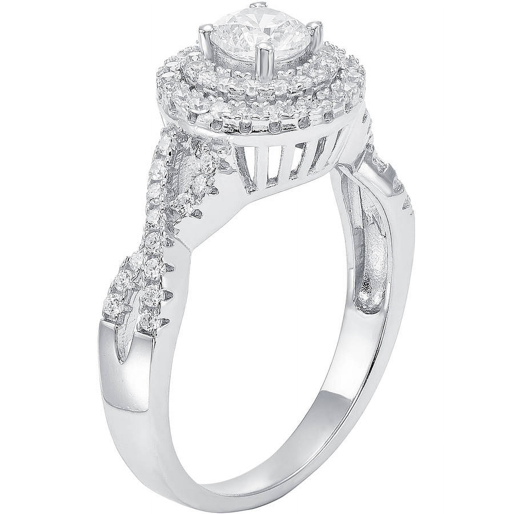 Arista 1/3 Carat T.G.W. Australian Crystal and Cubic Zirconia Women's Halo Engagement Ring in Sterling Silver