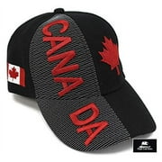 High End Hats ?Nations of North America Hat Collection? 3D Embroidered Adjustable Baseball Cap, Canada with Maple Leaf, Black