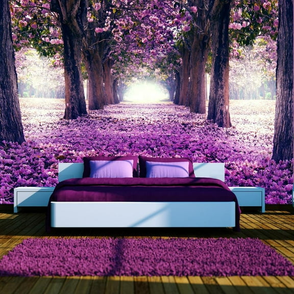Tiptophomedecor Peel and Stick Forest Wallpaper Wall Mural - Flower Road - Removable Wall Decals